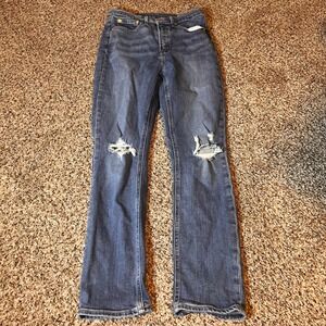 GAP Womens Vintage Slim High Rise Distressed Ripped Jeans‎ Size 28 Blue Denim